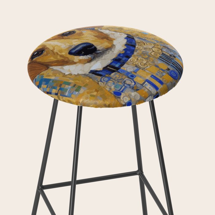 Gustav Klimt Style Dog in Blue and White Ruffled Collar Stool Gallery Image 2