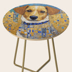 Gustav Klimt Style Dog in Blue and White Ruffled Collar Side Table Gallery Image 2