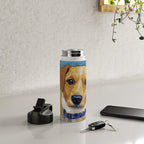 Gustav Klimt Style Dog in Blue and White Ruffled Collar Water Bottle Gallery Image 4