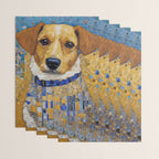 Gustav Klimt Style Dog in Blue and White Ruffled Collar Wrapping Paper Gallery Image 3