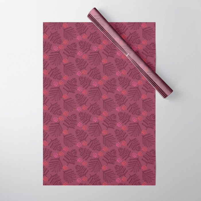 Winter & Woodsy Pine Trees in Ruby Red Wrapping Paper Gallery Image 1