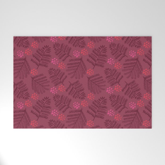 Winter & Woodsy Pine Trees in Ruby Red Welcome Mat Gallery Image 1