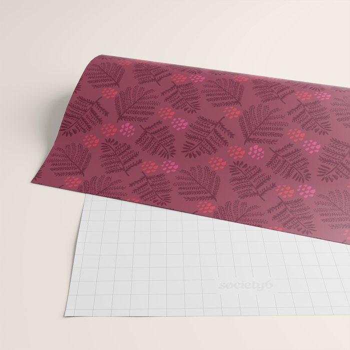 Winter & Woodsy Pine Trees in Ruby Red Wrapping Paper Gallery Image 2