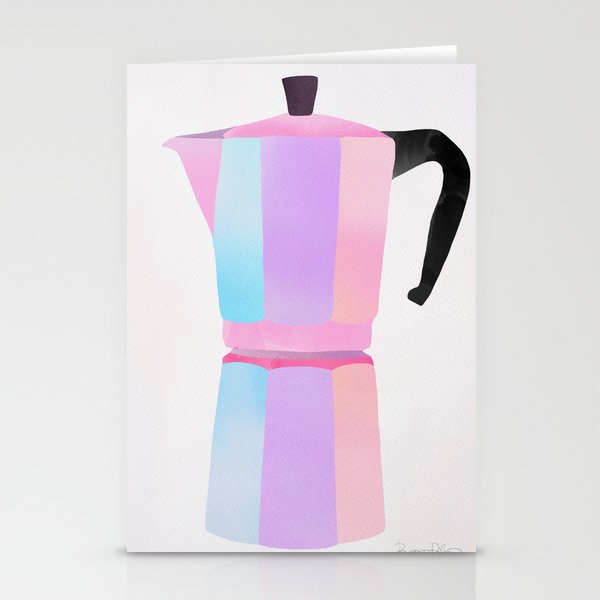 Neon Coffee Moka Pot Stationery Card Gallery Image 1