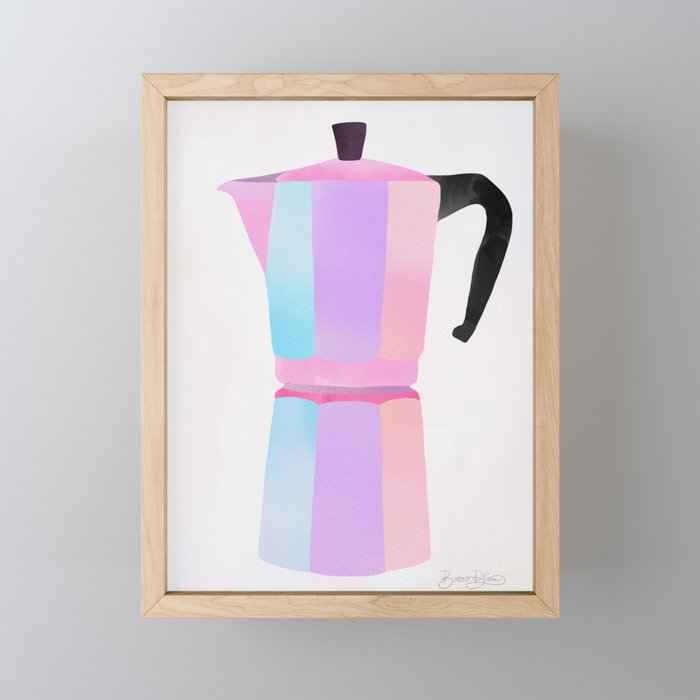 Neon Coffee Moka Pot Mini Art Print Gallery Image 1