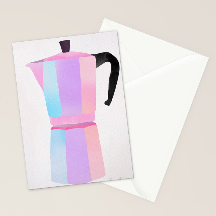 Neon Coffee Moka Pot Stationery Card Gallery Image 2