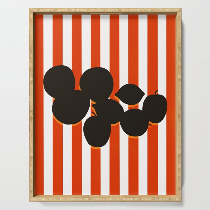 Still life - red stripe Serving Tray Gallery Image 1