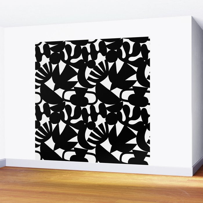 Black and white organic nature shape art pattern Wall Mural Gallery Image 2