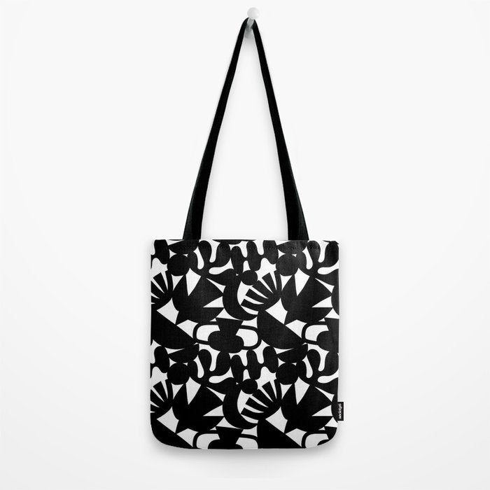 Black and white organic nature shape art pattern Tote Bag Gallery Image 2
