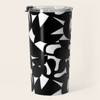Black and white organic nature shape art pattern Travel Mug Gallery Image 3