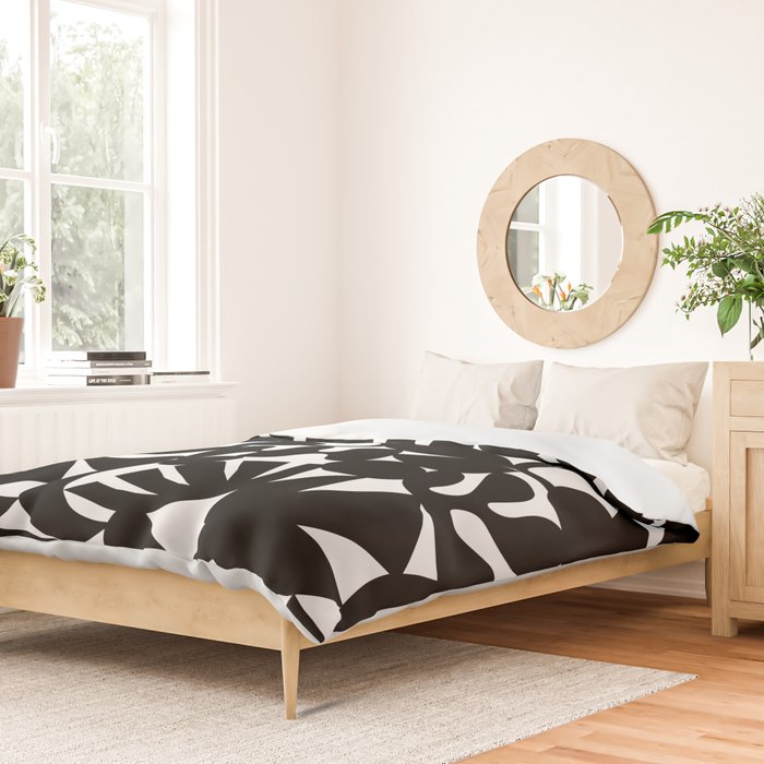 Black and white organic nature shape art pattern Duvet Cover Gallery Image 2