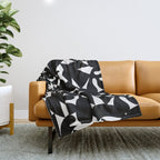 Black and white organic nature shape art pattern Throw Blanket Gallery Image 1