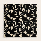 Black and white organic nature shape art pattern Wood Wall Art Gallery Image 1