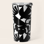 Black and white organic nature shape art pattern Travel Mug Gallery Image 2
