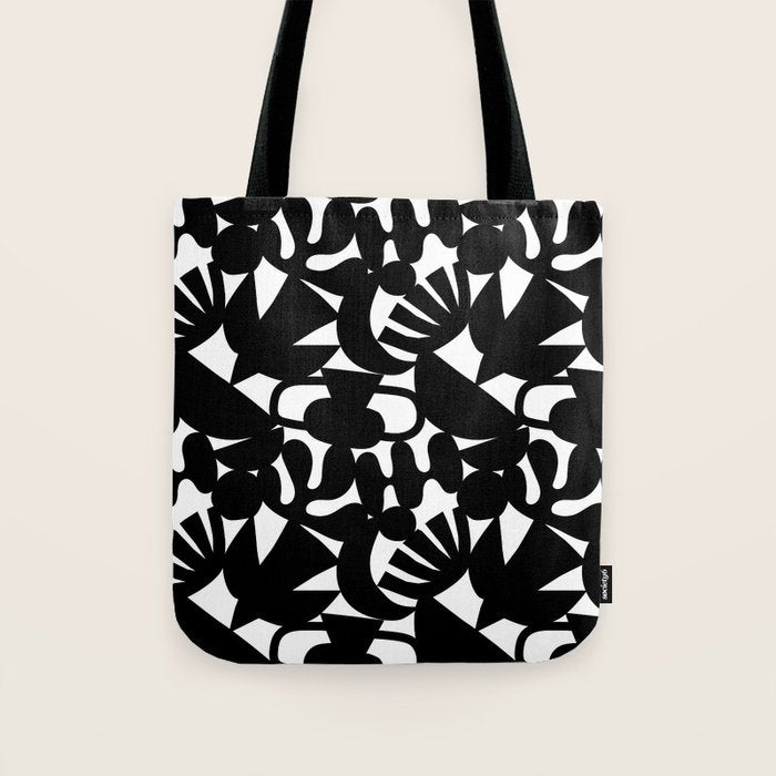 Black and white organic nature shape art pattern Tote Bag Gallery Image 1