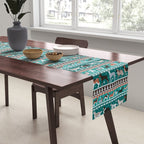 Fluffy and bright fair isle knitting doggie friends // pine and java green background brown orange white and grey dog breeds  Table Runner Gallery Image 2