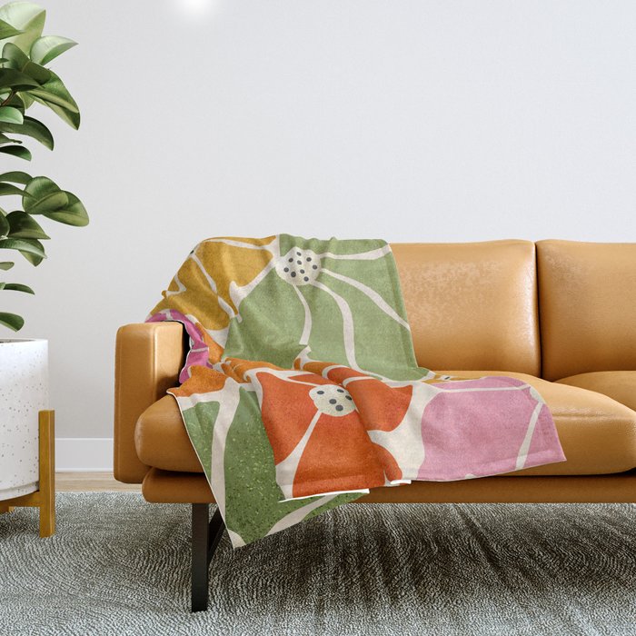 70's Florals Throw Blanket Gallery Image 1