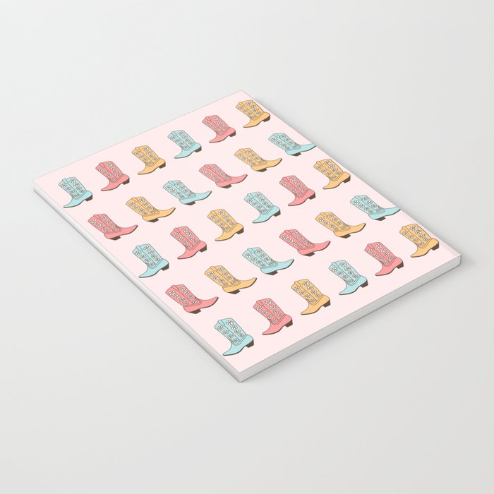 Cowgirl Boots and Daisies, Blush Pink, Mint, Cute Pastel Cowboy Pattern Notebook Gallery Image 3