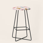 Cowgirl Boots and Daisies, Blush Pink, Mint, Cute Pastel Cowboy Pattern Stool Gallery Image 1
