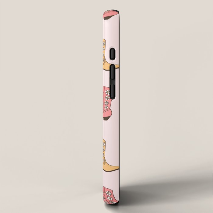 Cowgirl Boots and Daisies, Blush Pink, Mint, Cute Pastel Cowboy Pattern iPhone Case Gallery Image 2