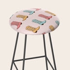 Cowgirl Boots and Daisies, Blush Pink, Mint, Cute Pastel Cowboy Pattern Stool Gallery Image 2