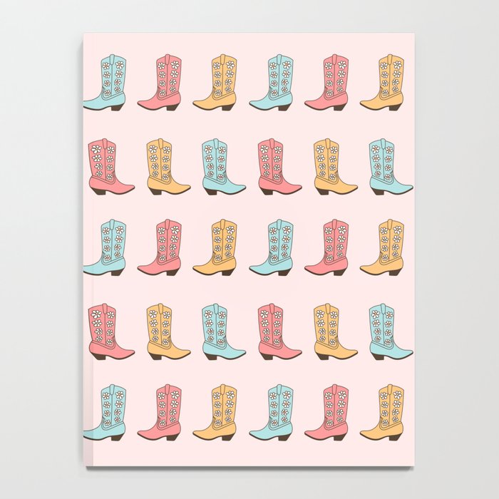 Cowgirl Boots and Daisies, Blush Pink, Mint, Cute Pastel Cowboy Pattern Notebook Gallery Image 4