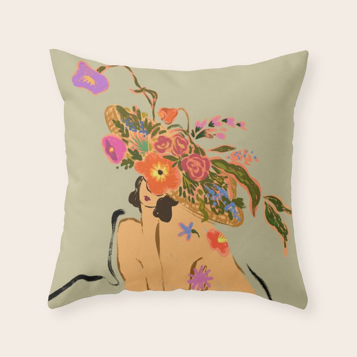 Blooming Headpiece  Throw Pillow Gallery Image 1