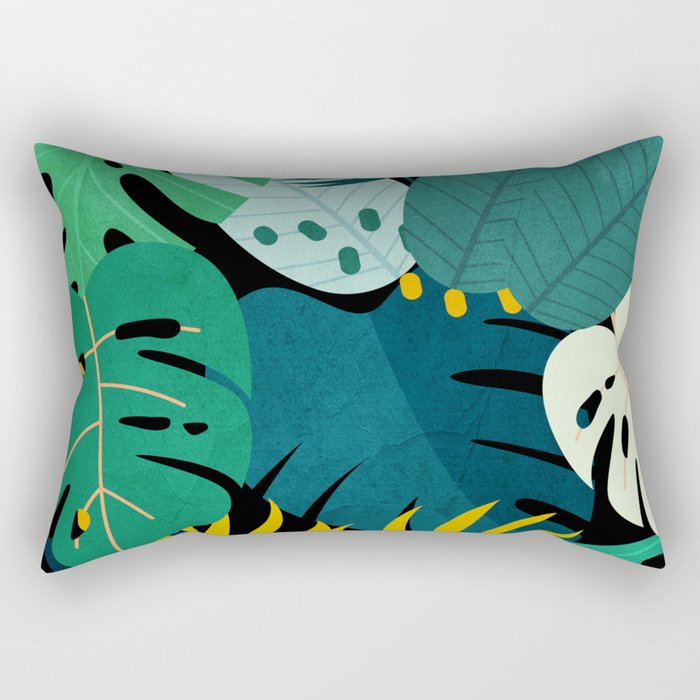 Tropical Jungle Leaves Rectangular Pillow Gallery Image 1