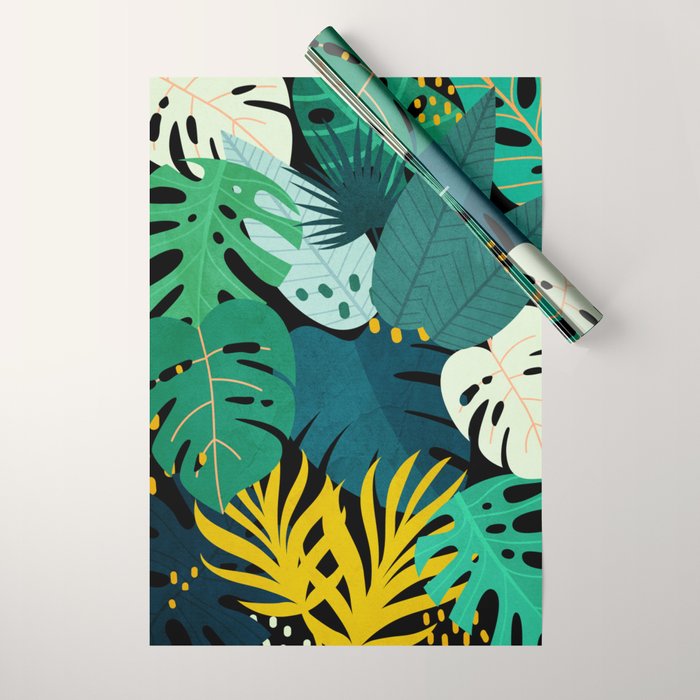Tropical Jungle Leaves Wrapping Paper Gallery Image 1