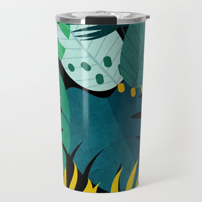 Tropical Jungle Leaves Travel Mug Gallery Image 1