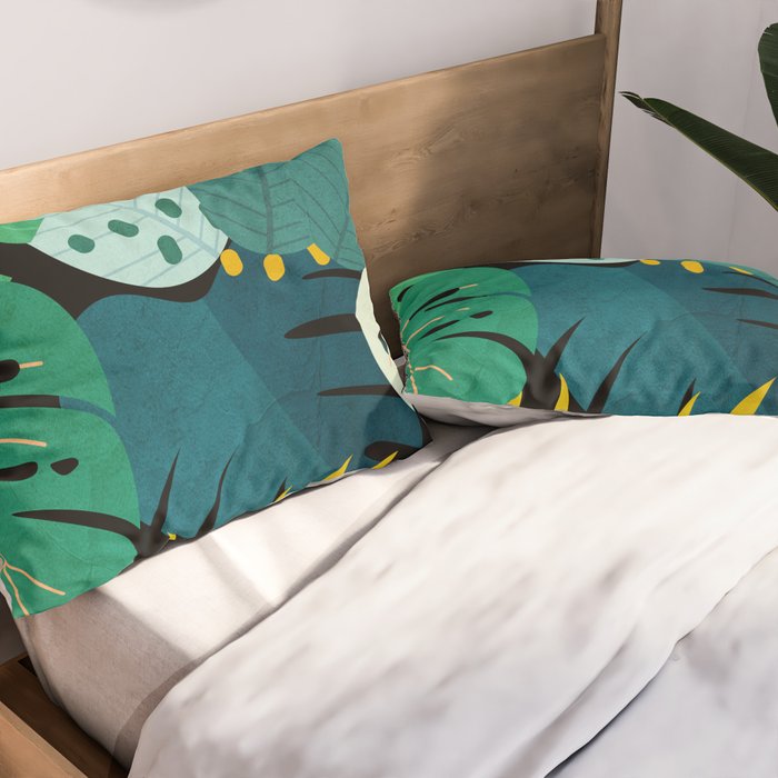 Tropical Jungle Leaves Pillow Sham Gallery Image 2