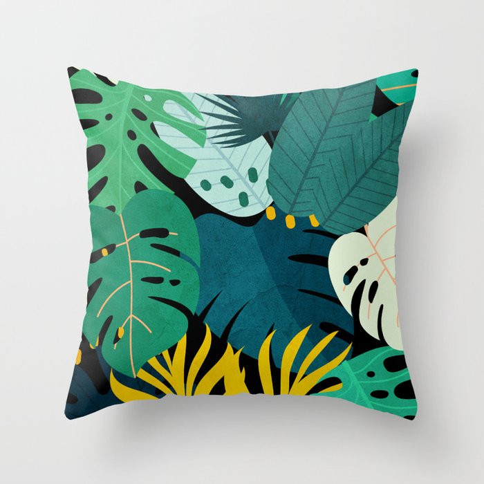 Tropical Jungle Leaves Throw Pillow Gallery Image 6
