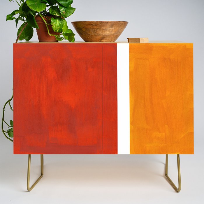 Burnt Orange Yellow Ochre Mid Century Modern Abstract Minimalist Rothko Color Field Squares Credenza Gallery Image 1