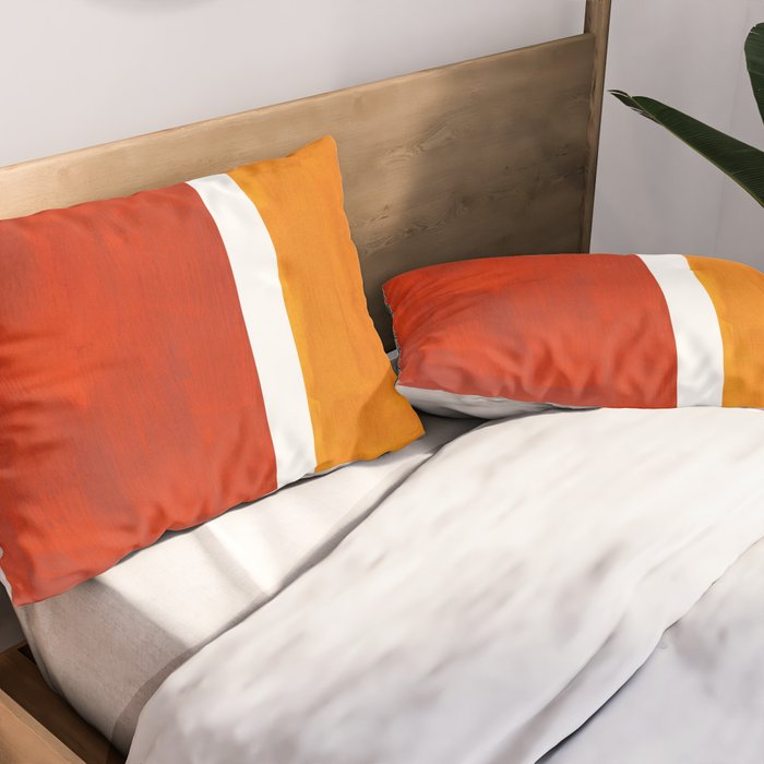 Burnt Orange Yellow Ochre Mid Century Modern Abstract Minimalist Rothko Color Field Squares Pillow Sham Gallery Image 2