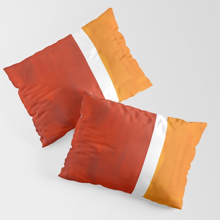 Burnt Orange Yellow Ochre Mid Century Modern Abstract Minimalist Rothko Color Field Squares Pillow Sham Gallery Image 1