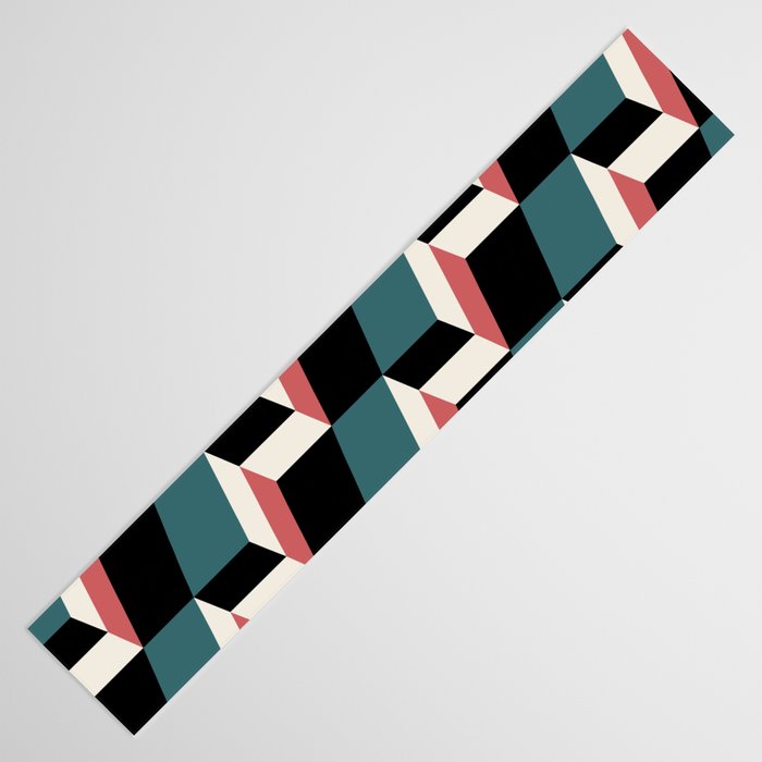 Cuboid Geometric Abstract Shapes Pattern XXXIII Table Runner Gallery Image 3
