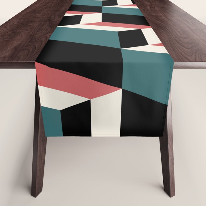 Cuboid Geometric Abstract Shapes Pattern XXXIII Table Runner Gallery Image 1