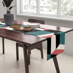 Cuboid Geometric Abstract Shapes Pattern XXXIII Table Runner Gallery Image 2