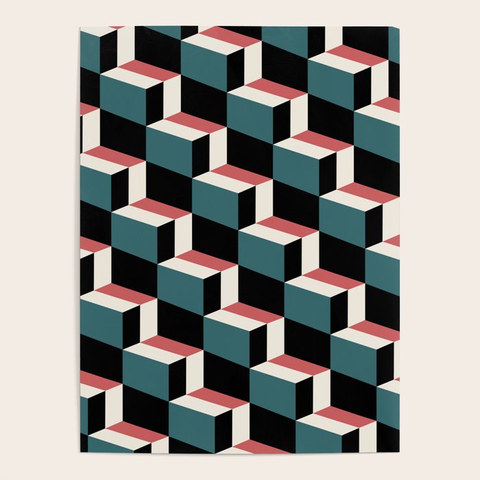 Cuboid Geometric Abstract Shapes Pattern XXXIII Poster Gallery Image 4