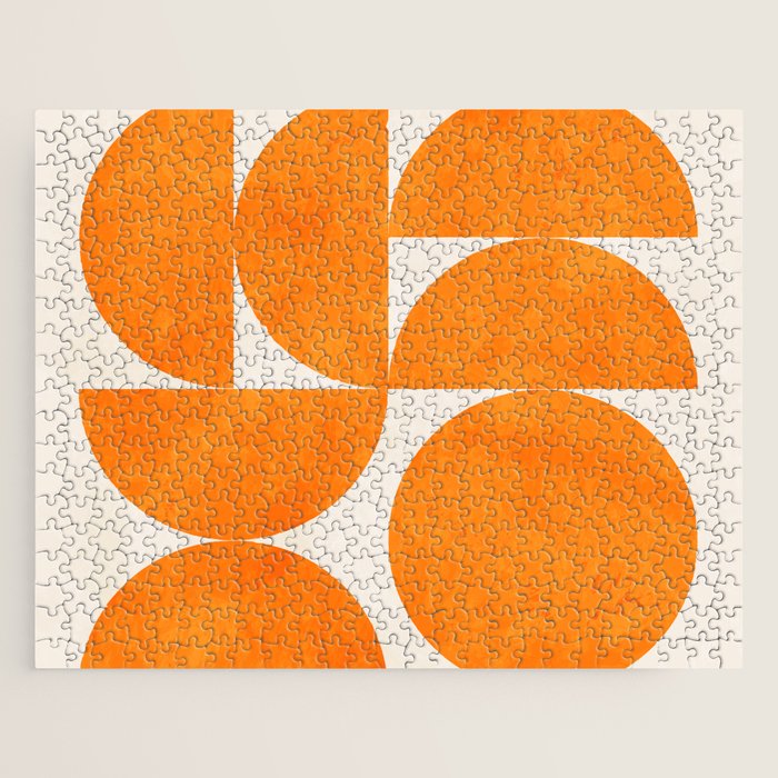 Geometric Shapes orange mid century Jigsaw Puzzle Gallery Image 1