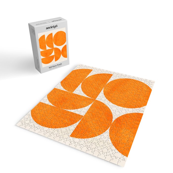 Geometric Shapes orange mid century Jigsaw Puzzle Gallery Image 2