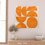 Geometric Shapes orange mid century Wall Tapestry Gallery Image 2