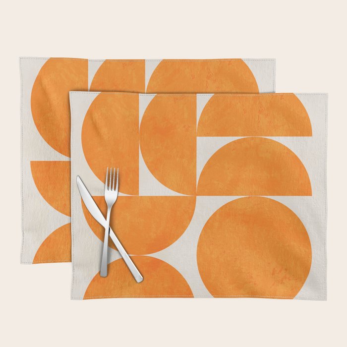 Geometric Shapes orange mid century Placemat Gallery Image 1