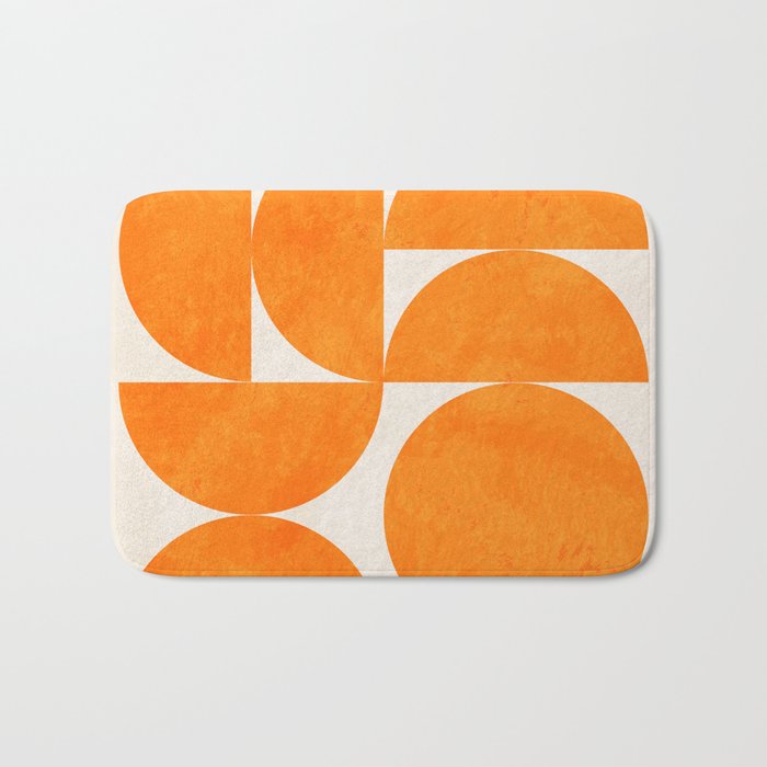 Geometric Shapes orange mid century Bath Mat Gallery Image 1