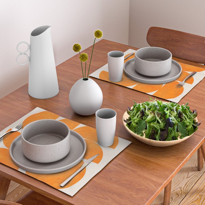 Geometric Shapes orange mid century Placemat Gallery Image 2