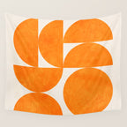 Geometric Shapes orange mid century Wall Tapestry Gallery Image 4