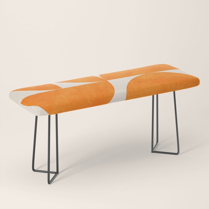 Geometric Shapes orange mid century Bench Gallery Image 1