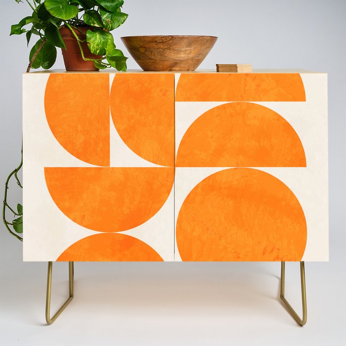 Geometric Shapes orange mid century Credenza Gallery Image 1