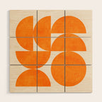 Geometric Shapes orange mid century Wood Wall Art Gallery Image 1