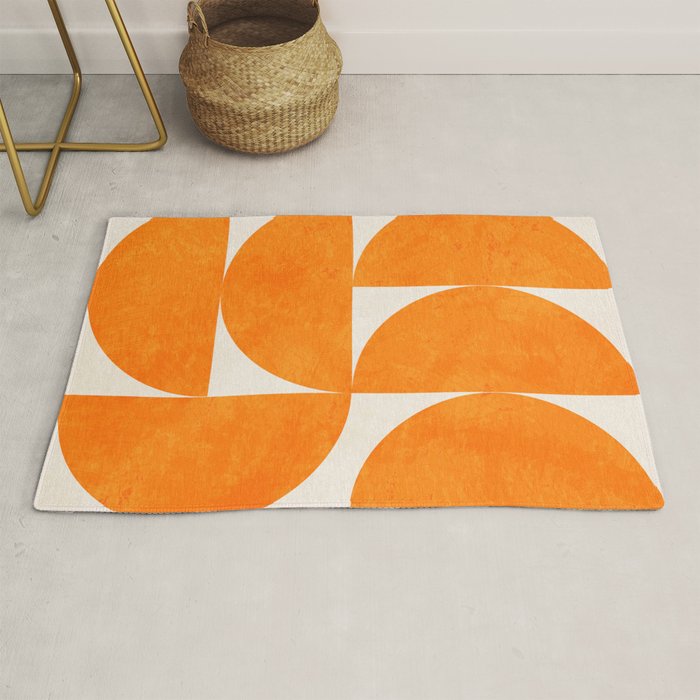 Geometric Shapes orange mid century Rug Gallery Image 1